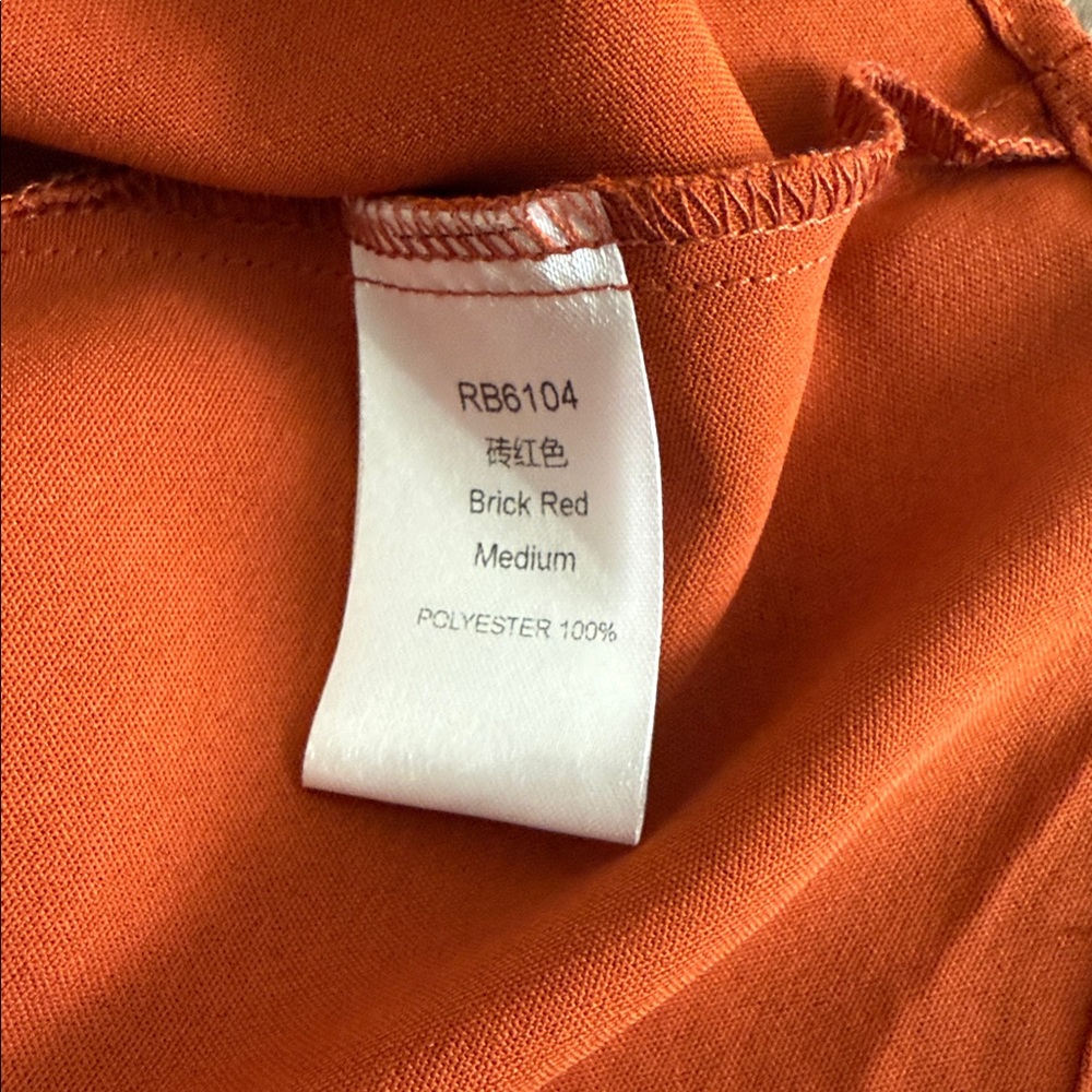 Rust Orange Sleeveless Ruffle Romper - Picture 5 of 6